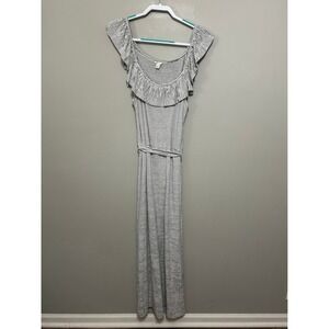 Cato Women's Maxi Dress XL White Black‎ Striped Sleeveless Ruffle Trim Casual